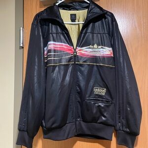 Adidas Black and Red Windbreaker Jacket
